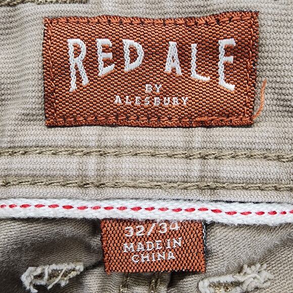 Red Ale By Alesbury Pants Mens 32/34 Tan Slim Straight Bedford Corduroy Office - Picture 3 of 12